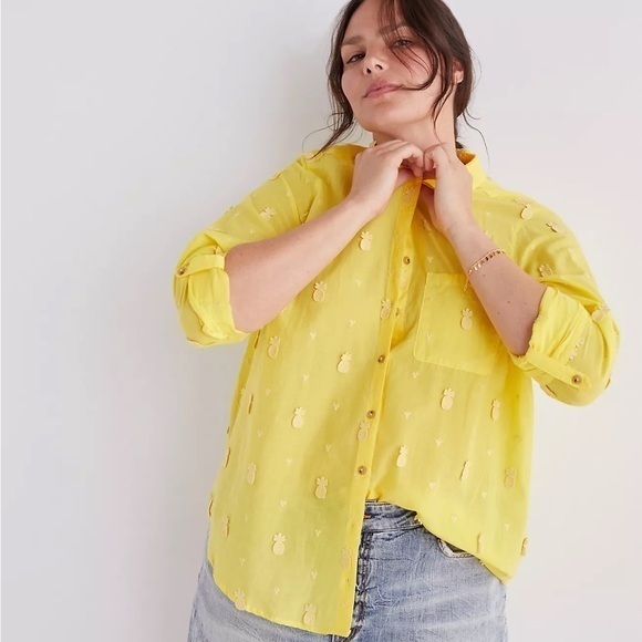 Anthropologie Tops - Anthropologie Maeve Classic Embroidered Buttondown Size 6